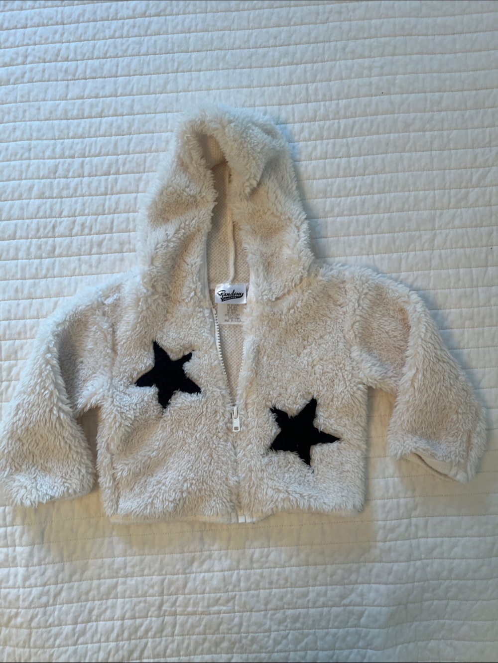 Random Hearts made in USA BABY Sherpa Jacket with Black Star Appliqués